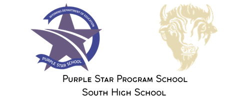 Purple Star Program School, South High School along with the logo for both